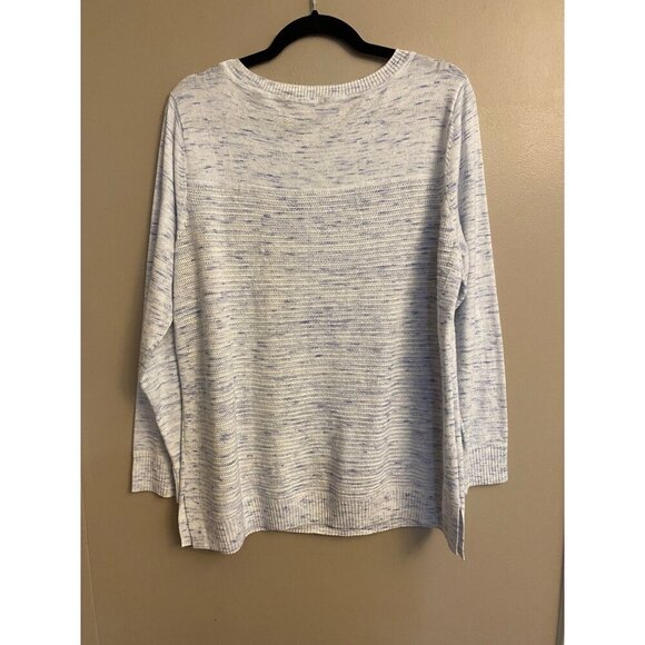 T By Talbots XLP Women's Sweater Blue & White Cotton Blend - Picture 2 of 16